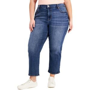 Celebrity Pink Womens The Retro Blue High Rise Denim Relaxed Jeans Plus